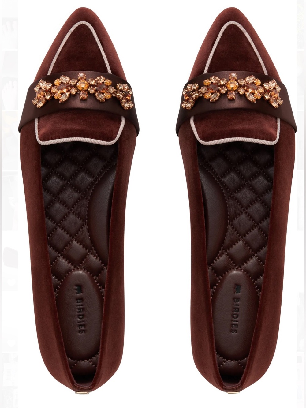 Birdies Sparrow Velvet Jewel Loafer Flats Size 8 9 9.5 10 10.5 Brandy Brown NEW